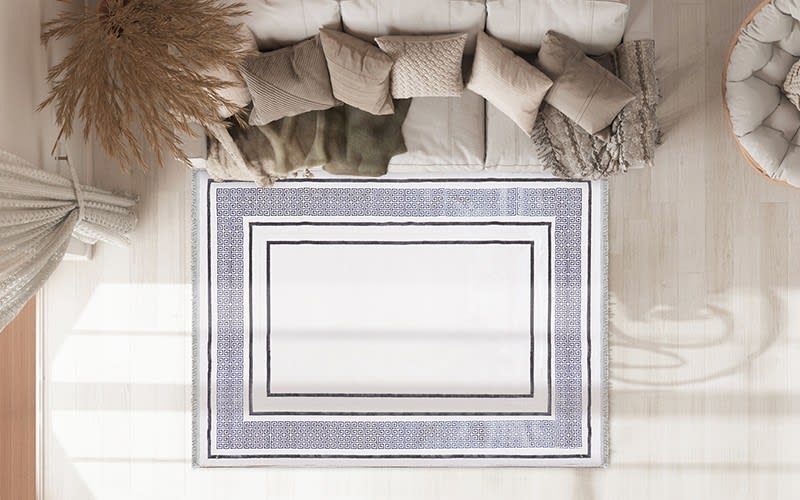 Shine Premium Carpet - ( 200 x 290 ) cm White & Blue