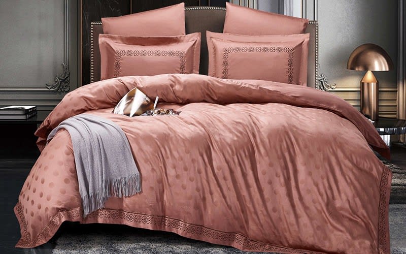 Shahd Cotton Quilt Cover Bedding Set Without Filling 6 PCS - King Pink
