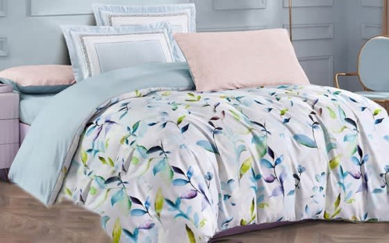 Mary Quilt Cover Set Without Filling 4 PCS - Single White & Blue