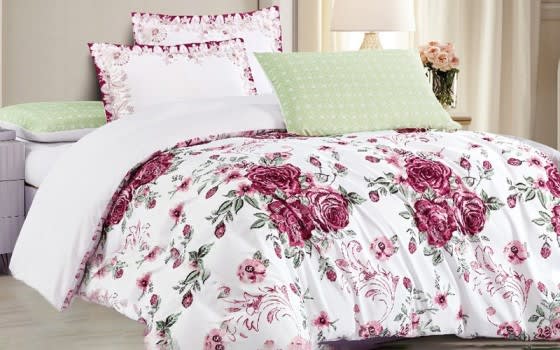 Mary Quilt Cover Set Without Filling 4 PCS - Single White & Pink