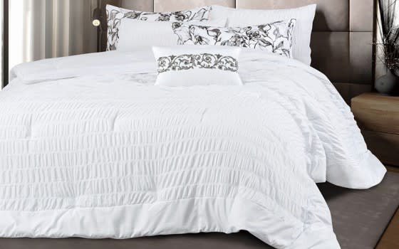Flora Comforter Set 7 PCS - Queen White