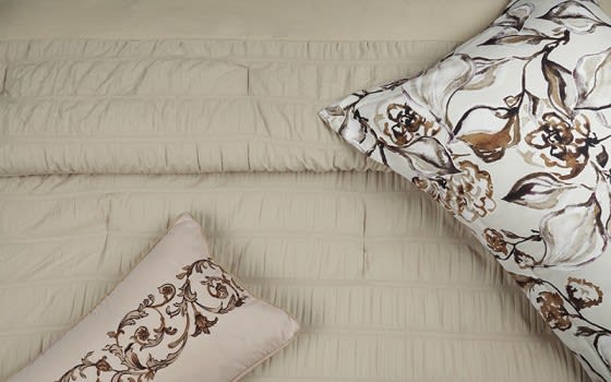 Flora Comforter Set 7 PCS - Queen L.Beige