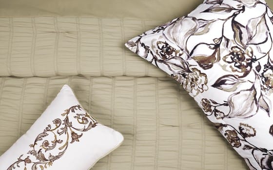 Flora Comforter Set 7 PCS - Queen Beige