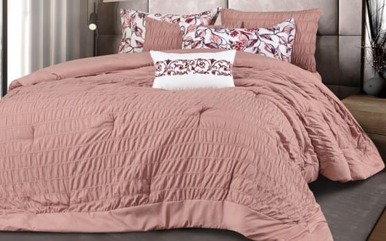 Flora Comforter Set 7 PCS - Queen Pink