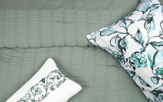 Flora Comforter Set 7 PCS - Queen Green