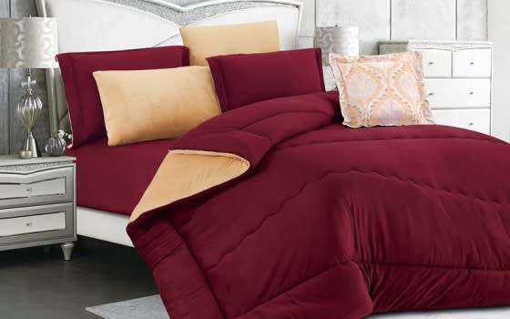 Tamara Velvet Comforter Set 7 PCS - King Burgundy