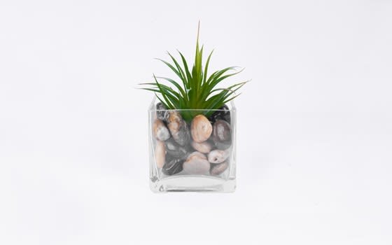 Glass Vase with Aloe Vera Flower for Decoration 1 PC - Green