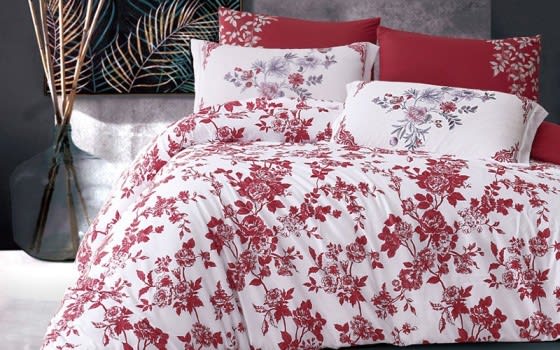 Rama Quilt Cover Set Without Filling 6 PCS - King White & Red