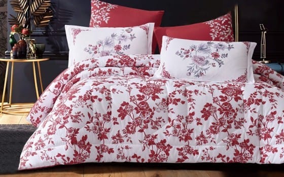 Rama Comforter Set 4 PCS - Single White & Red