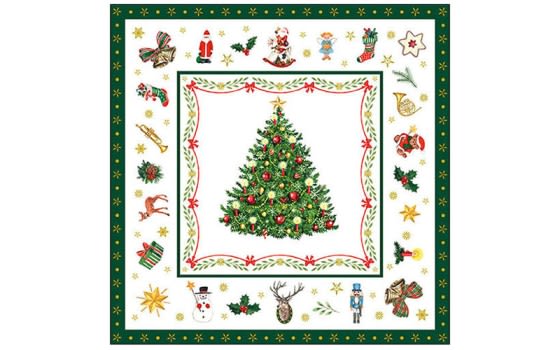 Christmas Evergreen Napkins - White & Green