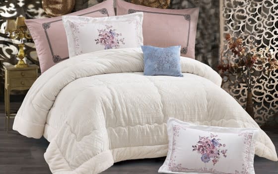 Ashly Velvet Comforter Set 7 PCS - King Cream