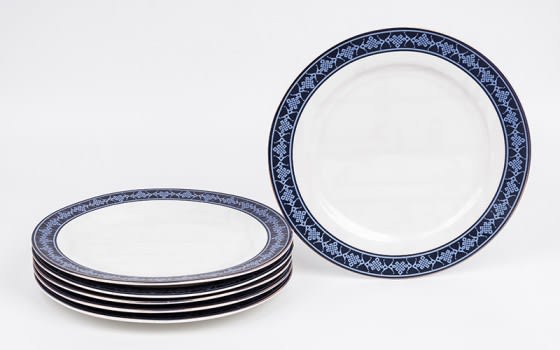 LUXURY Hospitality Plates Set 6 PCS - White & Blue
