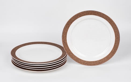 LUXURY Hospitality Plates Set 6 PCS - White & Brown