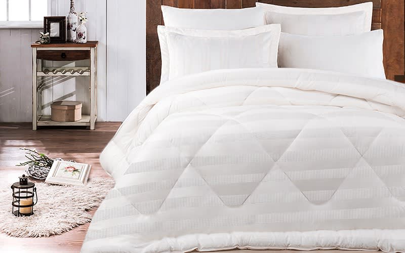 Hobby Satin Cotton Comforter Set 6 PCS - King Cream