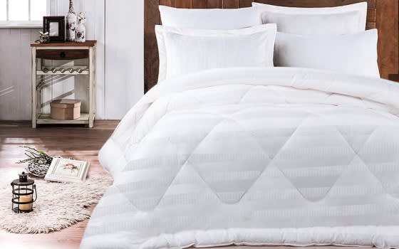 Hobby Satin Cotton Comforter Set 6 PCS - King White