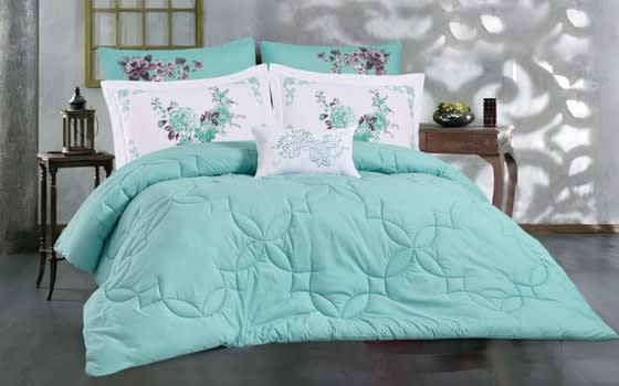 Poppy Comforter Set 7 PCS - King Turquoise