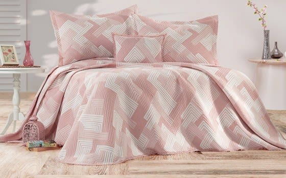 Armada Turkish Cotton Bedspread Set 4 PCS - King Pink