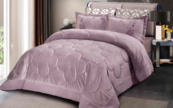 Venezia Velvet Comforter Set 6 PCS - King Purple