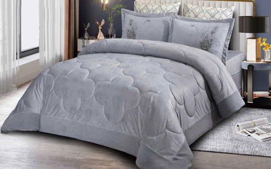 Venezia Velvet Comforter Set 4 PCS - Single Grey