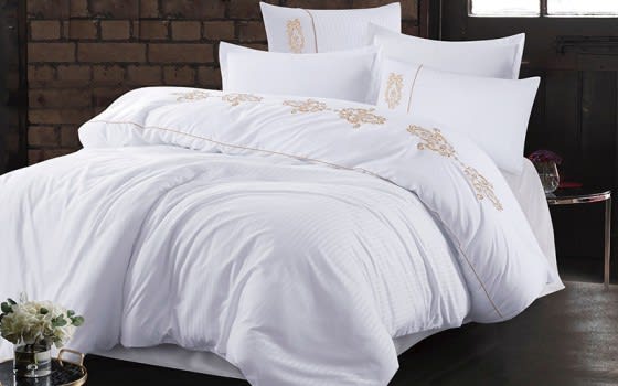 Aseel Comforter Set 6 PCS - King White