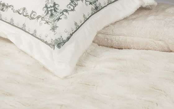 Zina Fur Comforter Set 7 PCs - King Cream