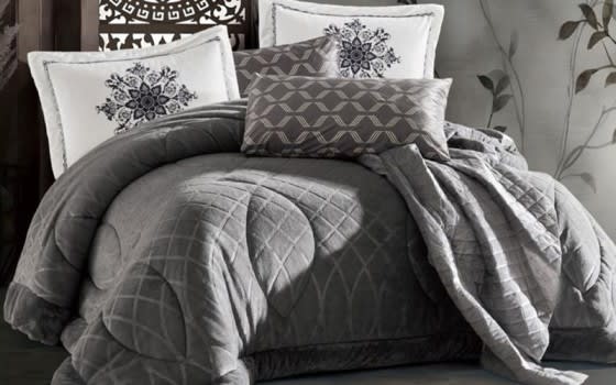 Scarlett Velvet Comforter Set 6 PCS - King Grey
