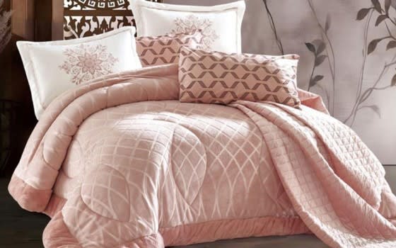 Scarlett Velvet Comforter Set 6 PCS - King Pink