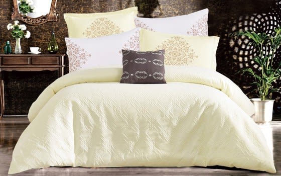 Freya Duvet Cover , Bed Spread Set 6 PCS Without Filling - King Cream