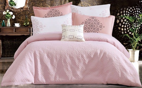 Freya Duvet Cover , Bed Spread Set 6 PCS Without Filling - King Pink