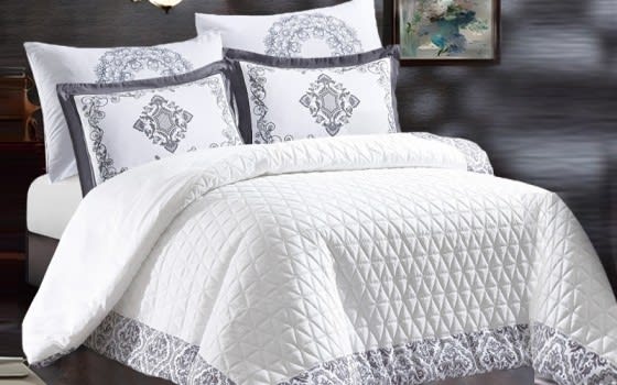 Gallen Duvet Cover , Bed Spread Set 6 PCS Without Filling - King White