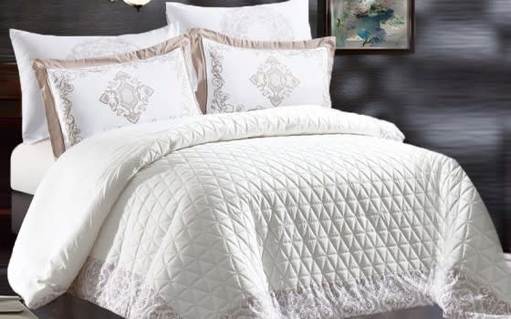 Gallen Duvet Cover , Bed Spread Set 6 PCS Without Filling - King Cream