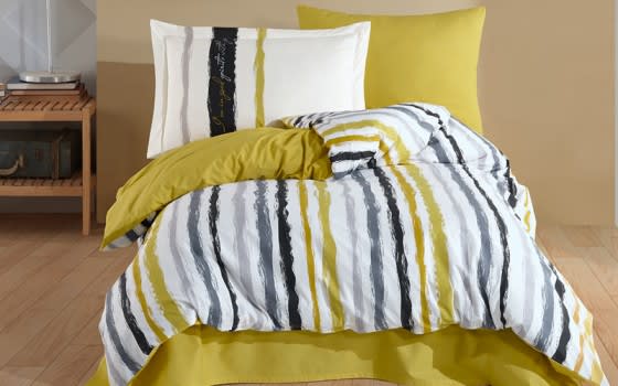 Hobby Cotton Comforter Set 4 PCS - Single White & Yellow