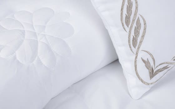 Dallas Embroidered Comforter Set 7 PCS - King White & Beige