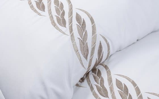 Dallas Embroidered Comforter Set 7 PCS - King White & Beige