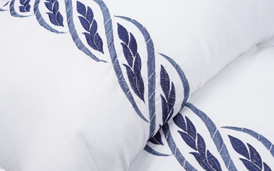 Dallas Embroidered Comforter Set 7 PCS - King White & Blue
