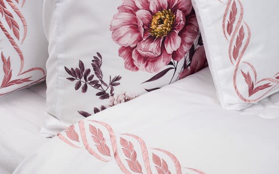 Dallas Embroidered Comforter Set 7 PCS - King White & Pink