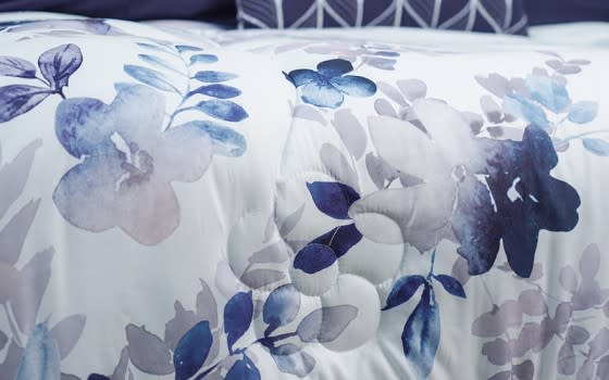 Melua Comforter Set 7 PCS - King White & Blue