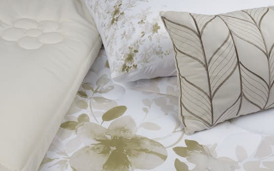 Melua Comforter Set 7 PCS - King White & Beige