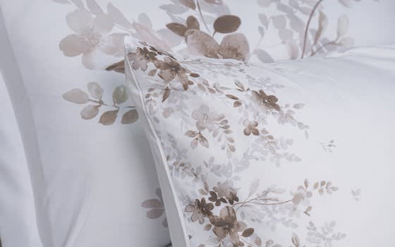 Melua Comforter Set 7 PCS - King White & Brown