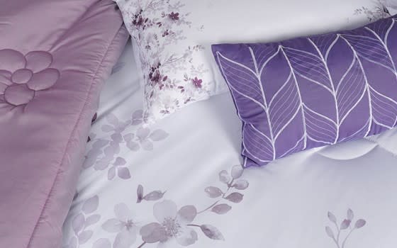 Melua Comforter Set 7 PCS - King White & Purple