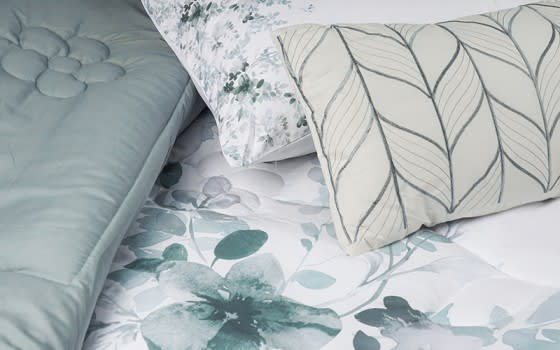 Melua Comforter Set 7 PCS - King White & Turquoise