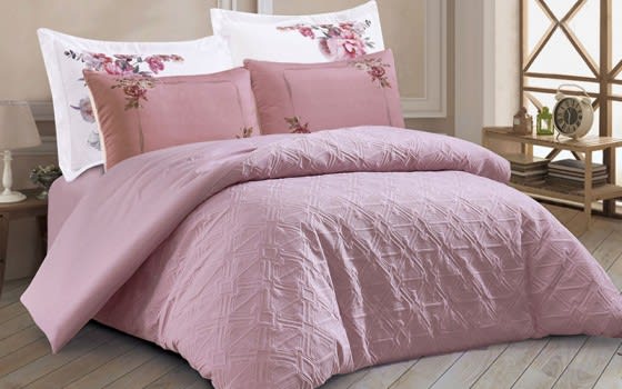 Dunia Duvet Cover , Bed Spread Set 6 PCS Without Filling - King Pink