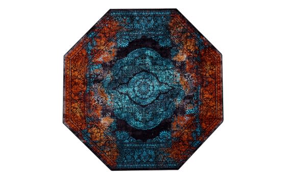 Armada Turkish Octagon Carpet - ( 300 X 300 ) cm Blue & Orange