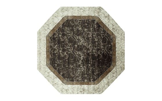 Armada Turkish Octagon Carpet - ( 200 X 200 ) cm Off White & Brown