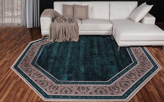 Armada Turkish Octagon Carpet - ( 300 X 300 ) cm Green & Beige