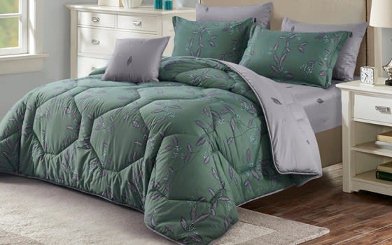 Sunshine Cotton Comforter Set 7 PCS - King D.Green