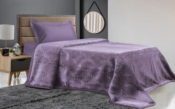 Feather Flannel Blanket 2 Ply - Single L.Purple