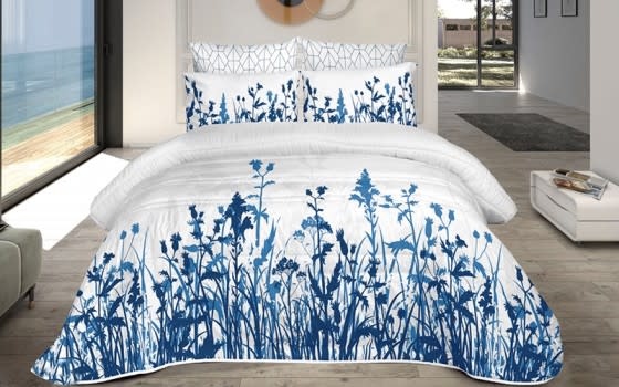 Salvia Comforter Set 6 PCS - King White & Blue