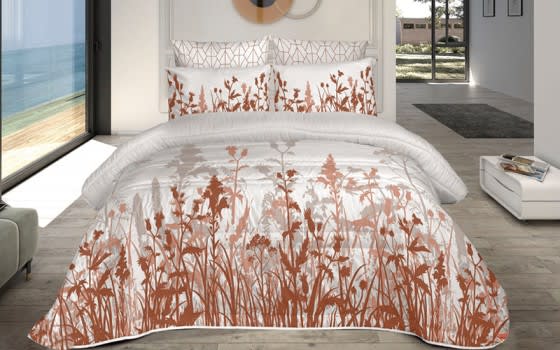 Salvia Comforter Set 6 PCS - King White & Brown