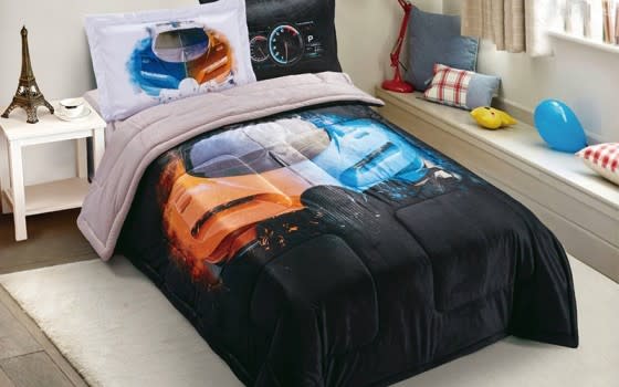 Smart Velvet Kids Comforter Set 4 PCS - Black